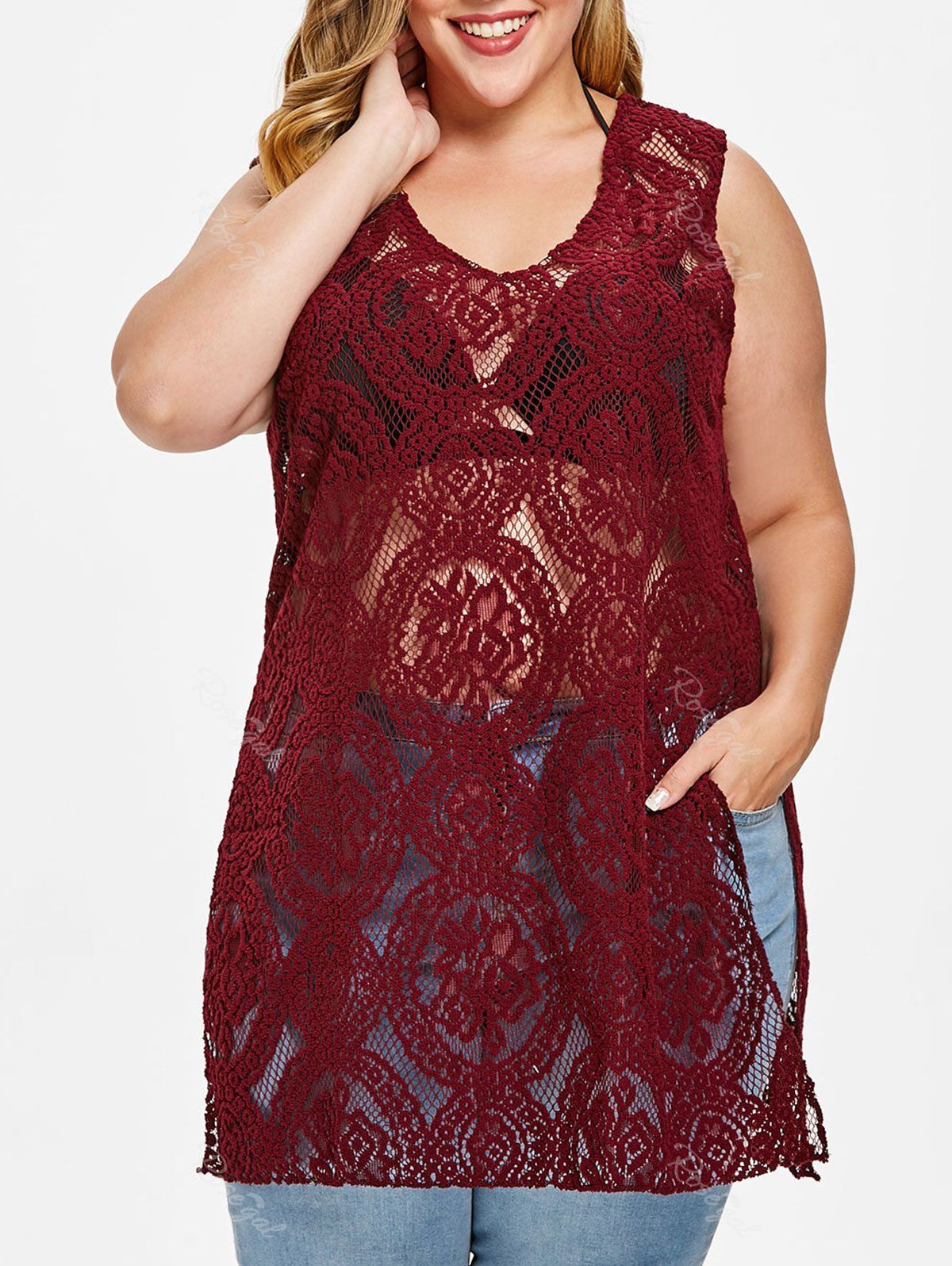 plus size lace tank