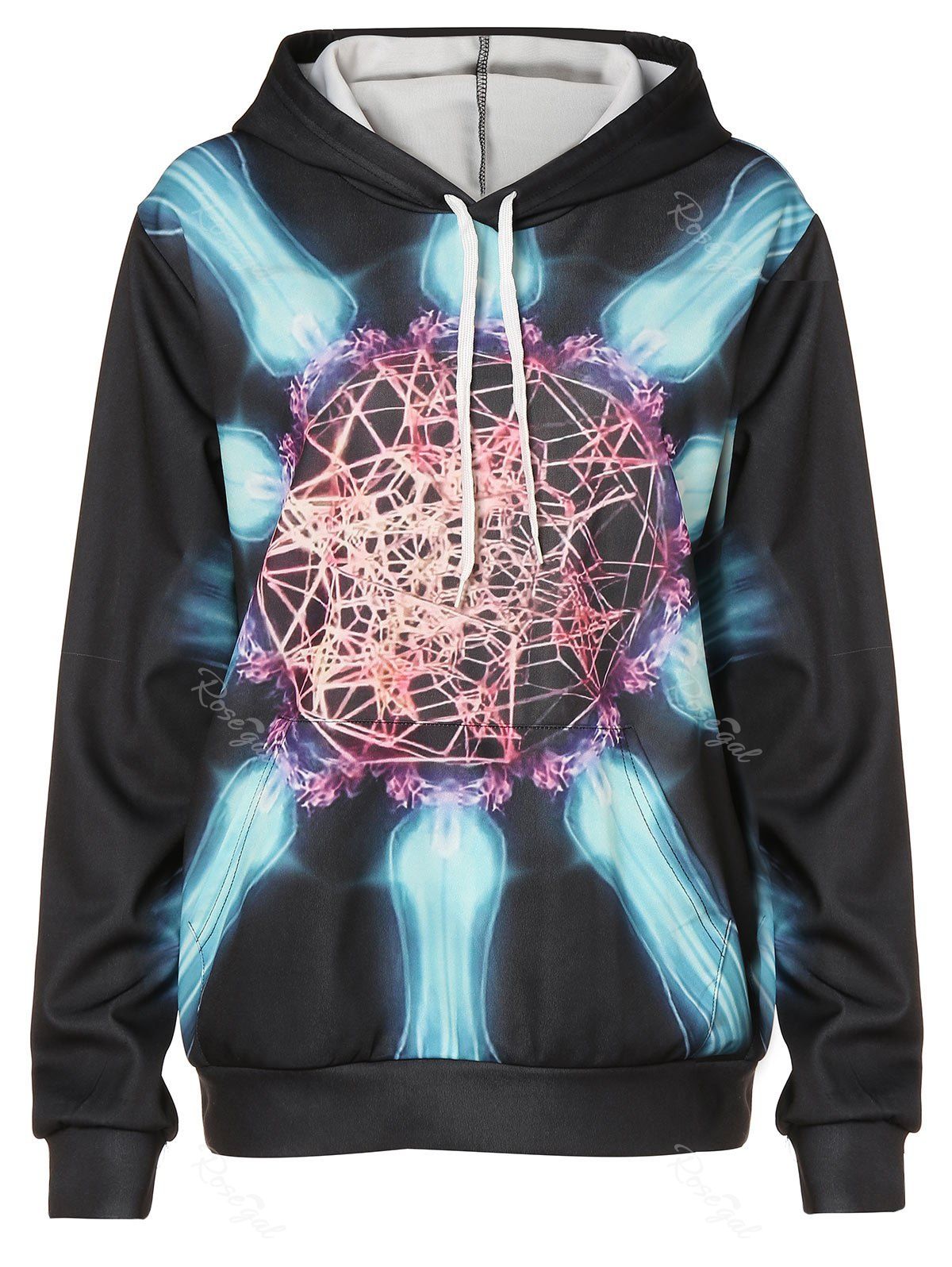 

Plus Size 3D Print Long Sleeve Hoodie, Multi