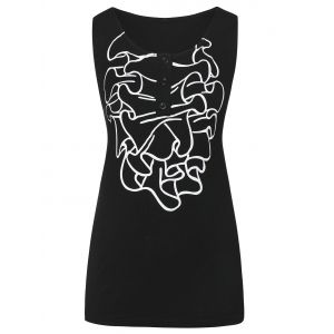 

Plus Size Two Tone Printed Tank Top, Black