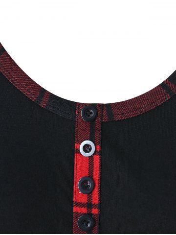 

Plus Size Plaid Panel Tunic T Shirt, Black