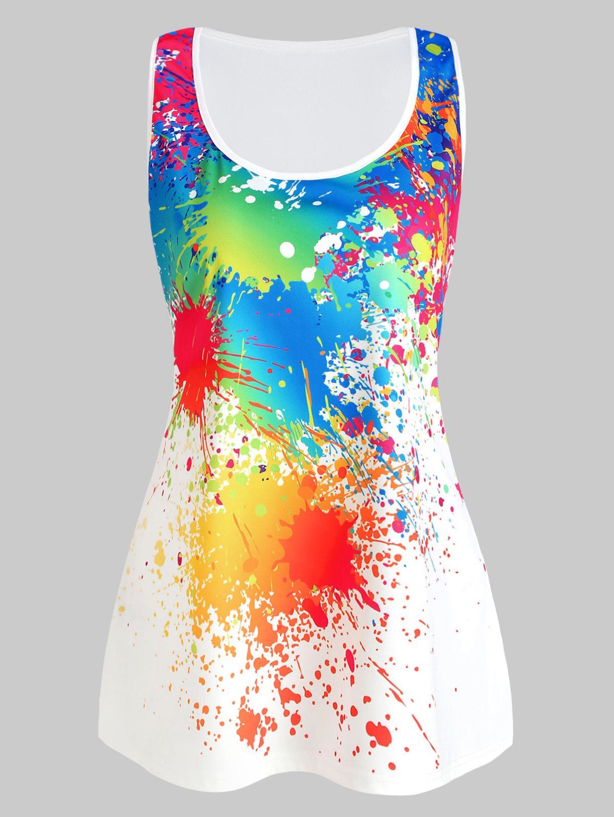 

Tie Dye Plus Size Tank Top, White