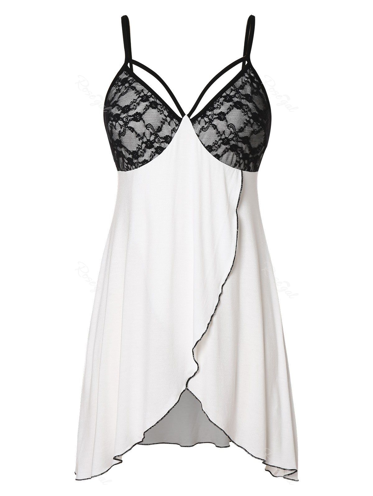 

Plus Size Cut Out Color Block Babydoll, White