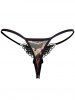 Leopard Print Faux Pearl Butterfly Thong -  