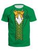 T-shirt 3D Nœud Papillon Imprimé à Manches Courtes - Vert Printemps Moyen M