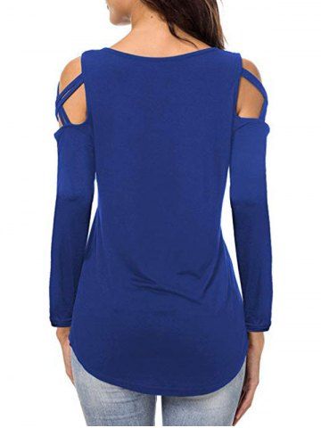 

Long Sleeve Cut Out Solid Top, Blue