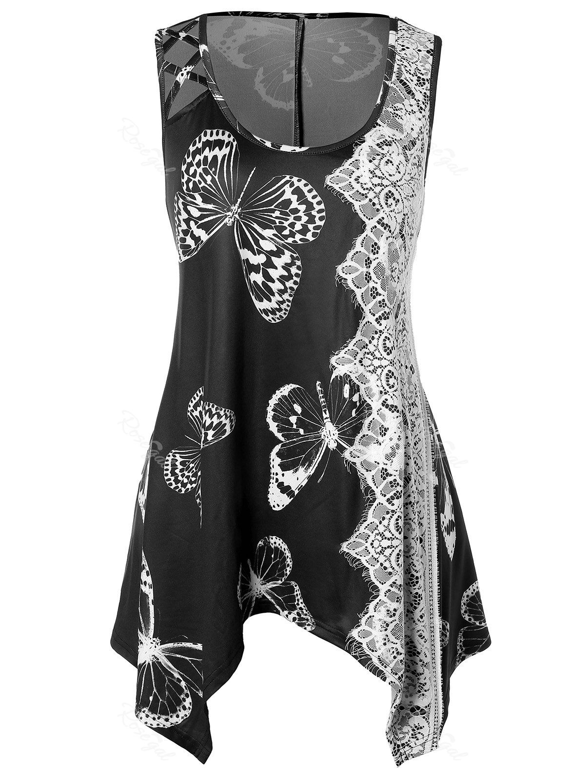 

Plus Size Printed Criss Cross Tank Top, Multi-a