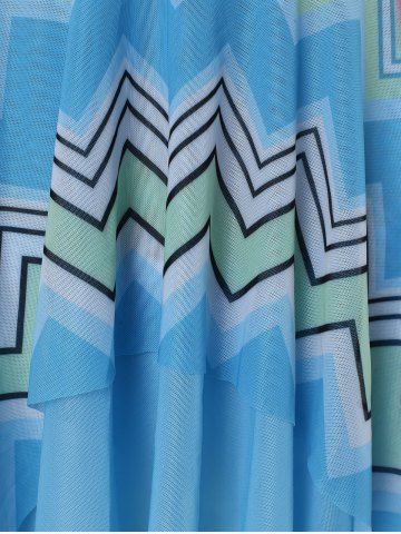 

Plus Size Halter Tiered Tankini Set, Deep sky blue