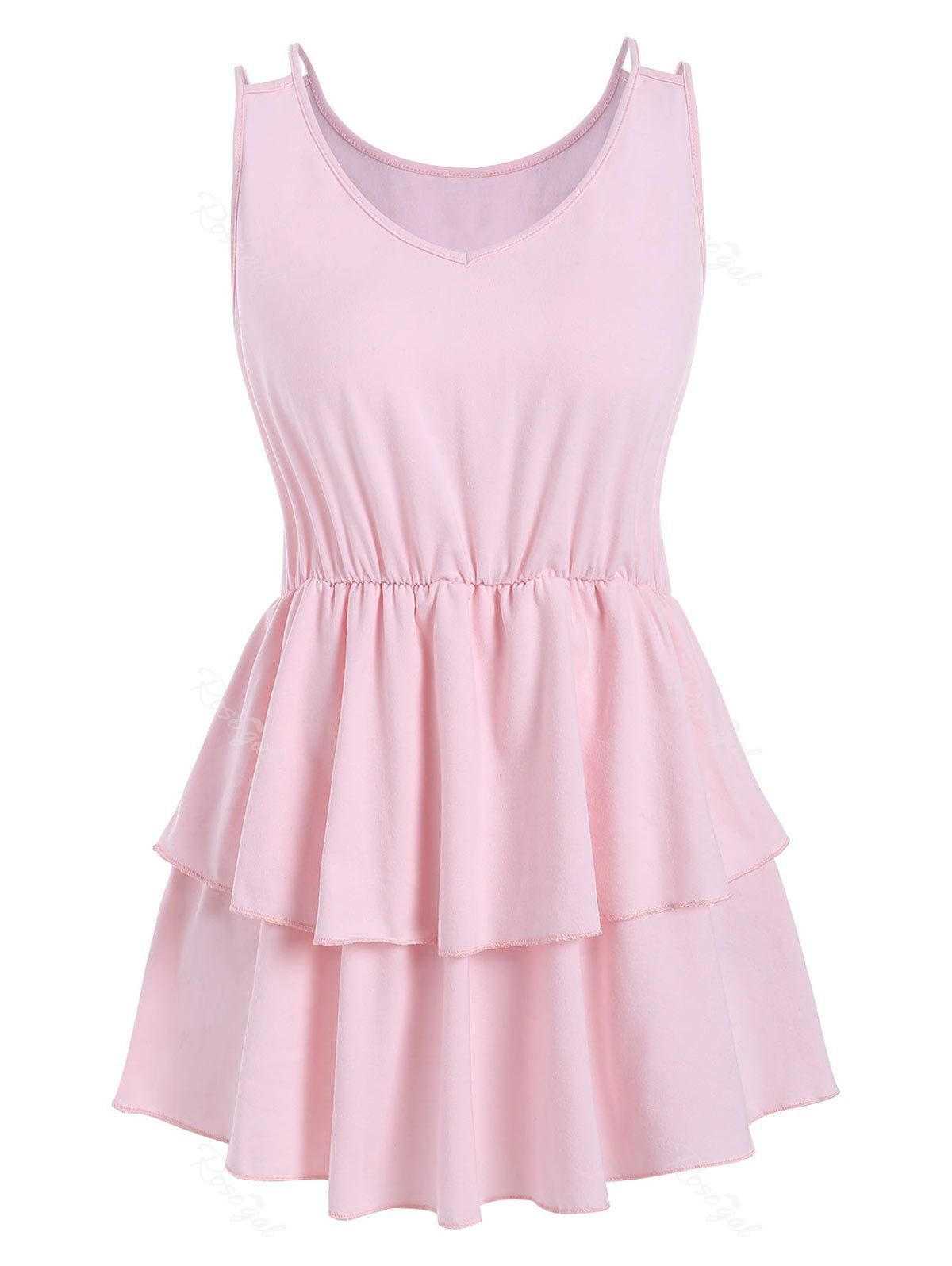 

Plus Size Layered Ruffle Tank Top, Pink
