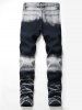 Hem Side Zipper Hole Ripped Ombre Jeans -  