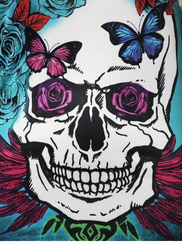 

Racerback Plus Size Skull Pattern Tank Top, Multi