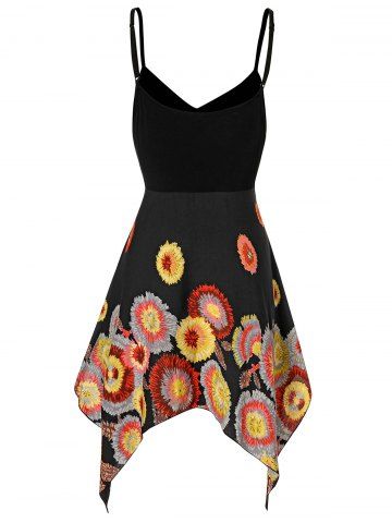 

Plus Size Floral Print Empire Waist Handkerchief Dress, Multi