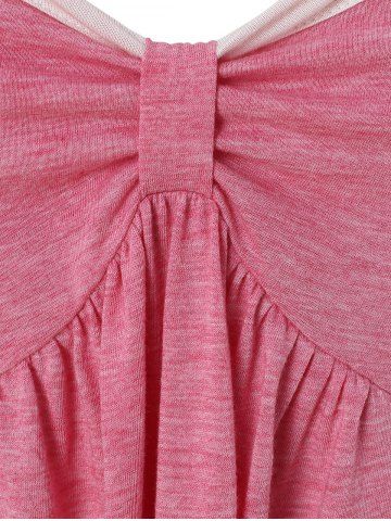 

Plus Size Cold Shoulder Two Tone T Shirt, Pink