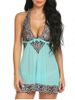 Halter Lace Insert Backless Sexy Babydoll -  