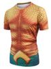 Fish Scales Print Casual Short Sleeves T-shirt -  