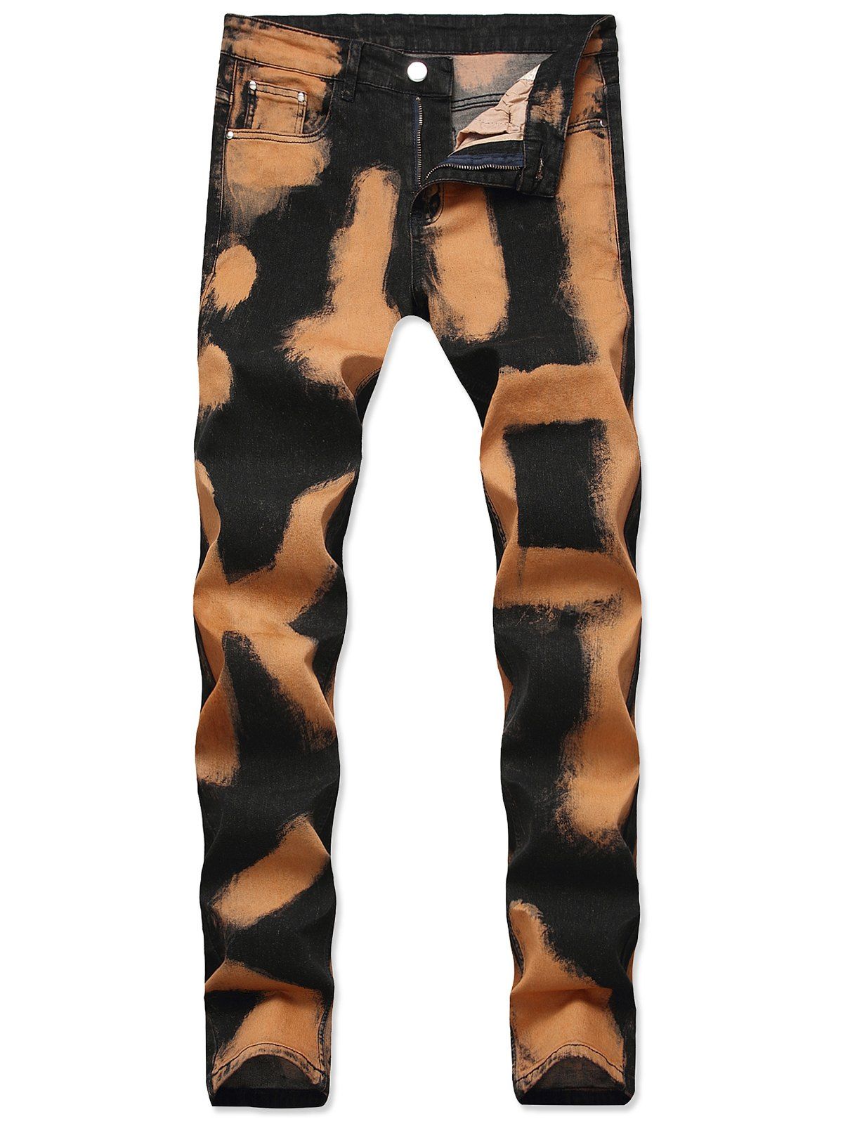 

Painting Print Long Straight Casual Jeans, Multi