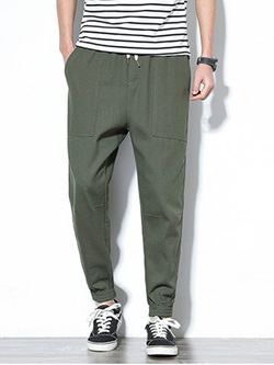 Bolsillos de parche cordón joggers pantalones - ARMY GREEN - XS