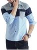 Color Block Chest Pocket Long Sleeve Shirt -  