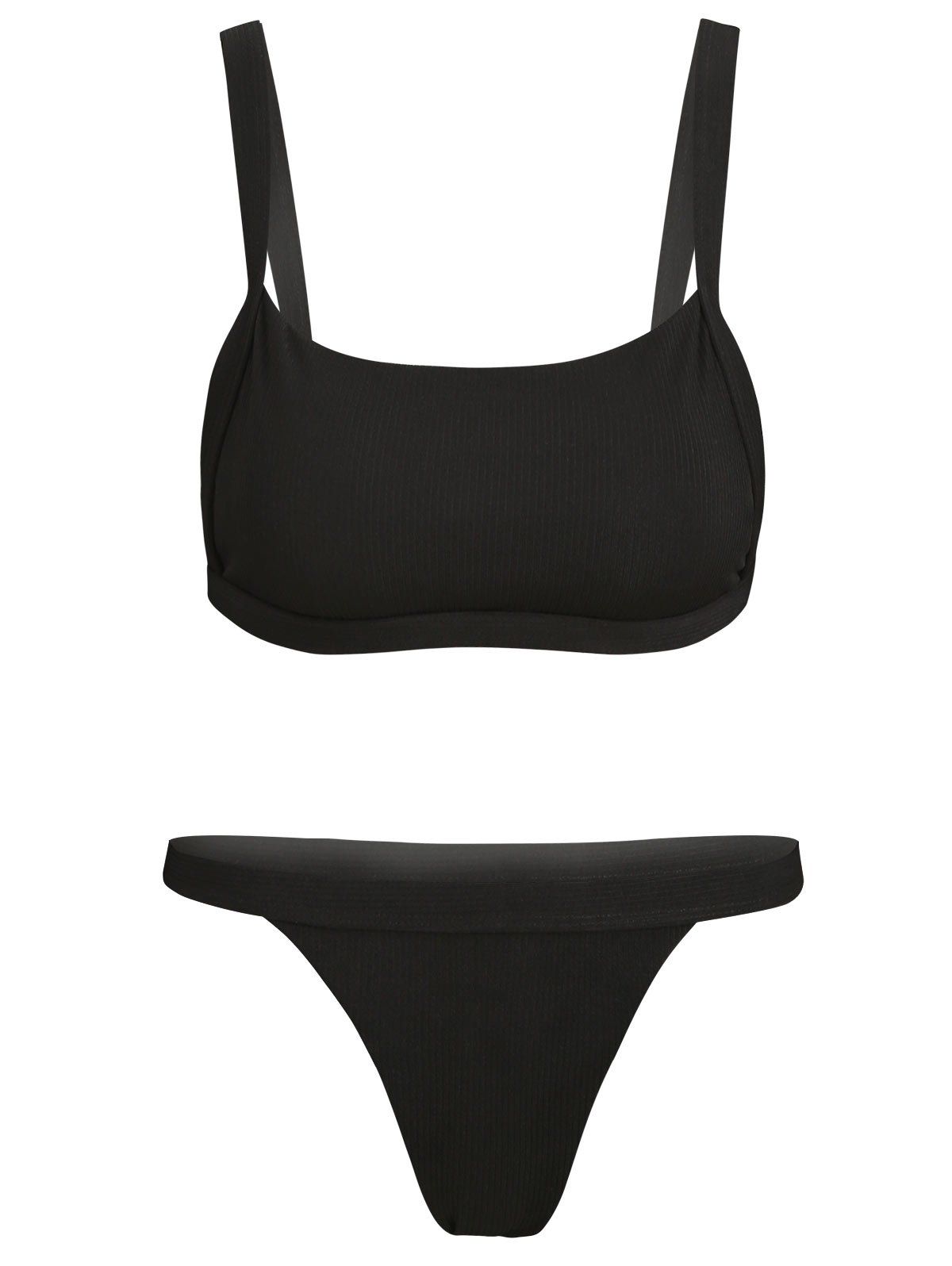 

Square Neck High Cut Bikini Set, Black