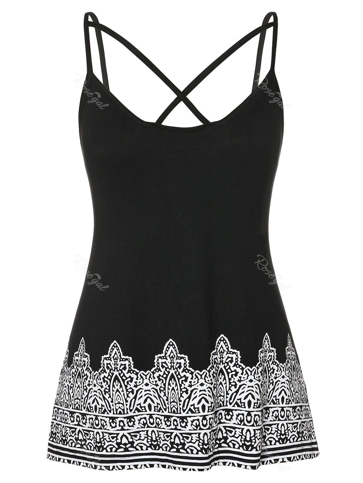 Plus Size Criss Cross Cami Tank Top, Black