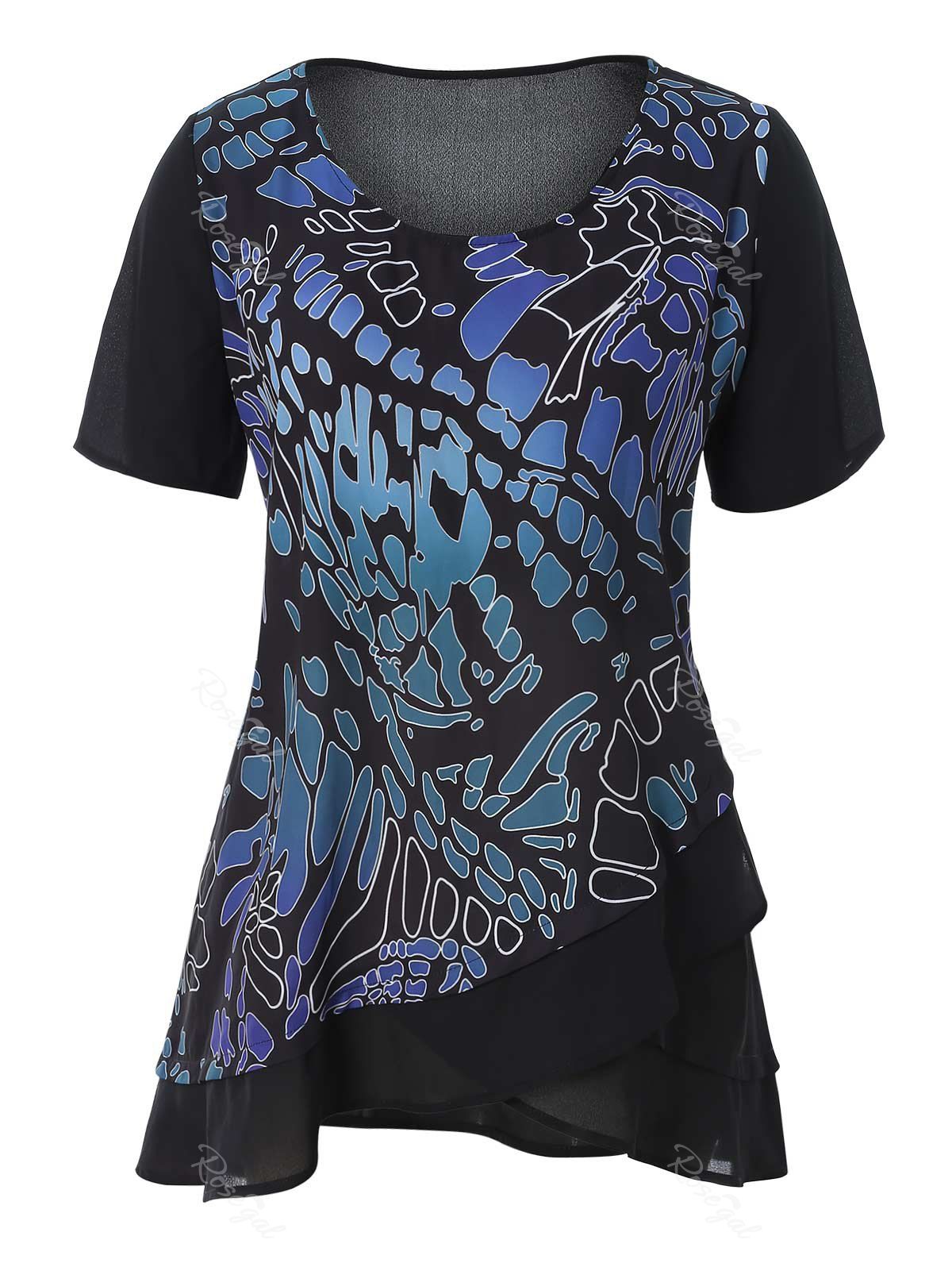 

Plus Size Printed Asymmetric Blouse, Black