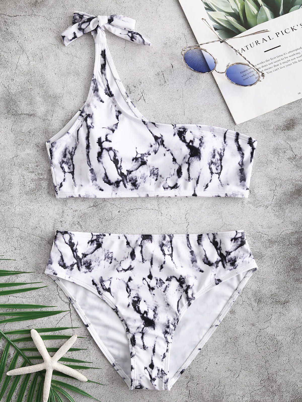 

Tie Dye One Shoulder Bikini Sets, Black