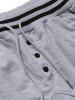 Striped Buttons Casual Drawstring Jogger Pants -  