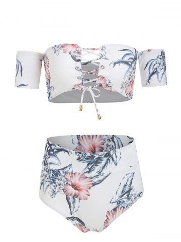 Off Sexy Strapless Floral Print High Waisted Women S Bikini Set Rosegal