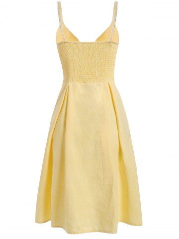 

Smocked Tie Front Buttoned Dress, Yellow