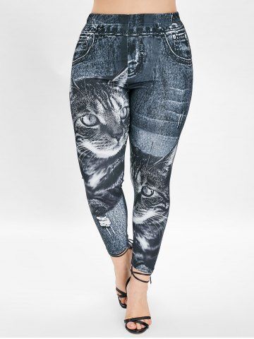 

Cat Pattern Plus Size Leggings, Black
