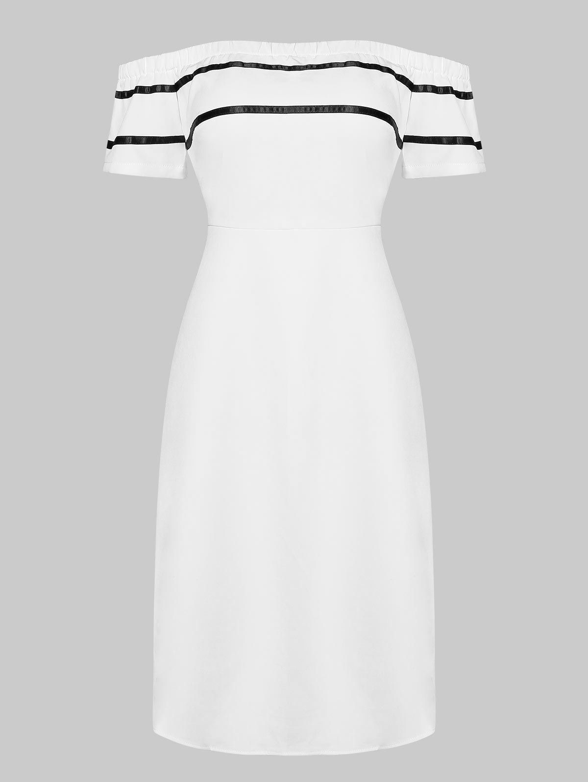 

Contrast High Waist Dress, White