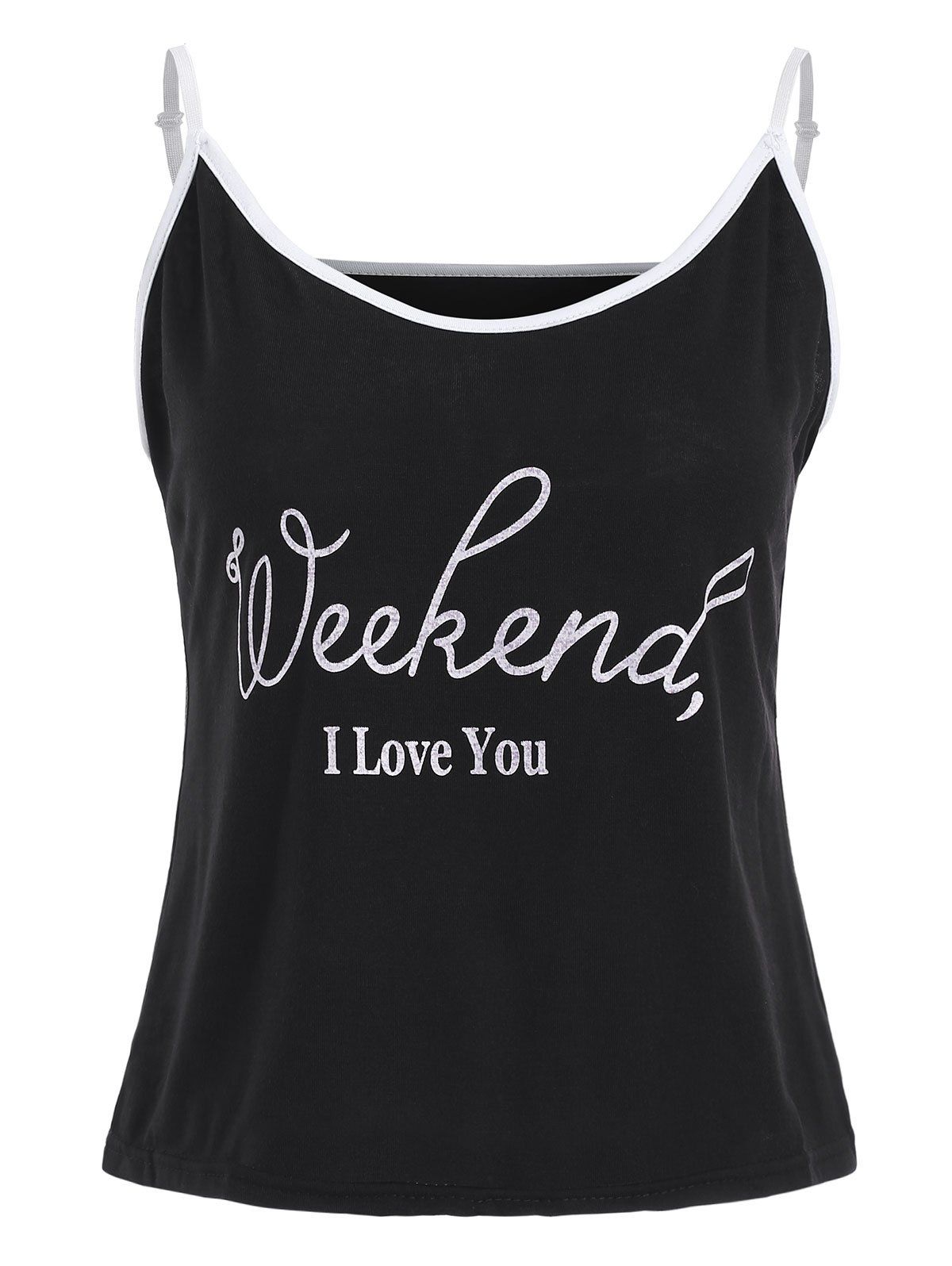 

Contrasting Piping Cami Top, Black