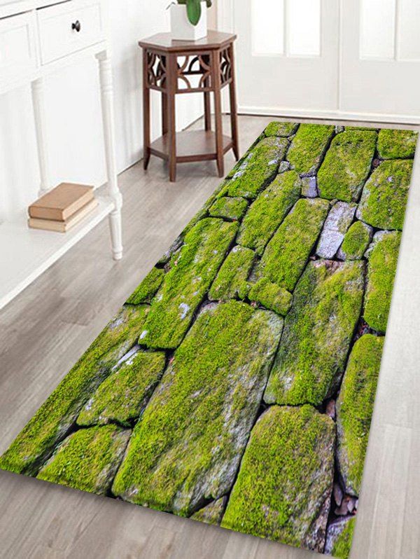 

Moss Stone Pattern Printed Floor Mat, Fern green