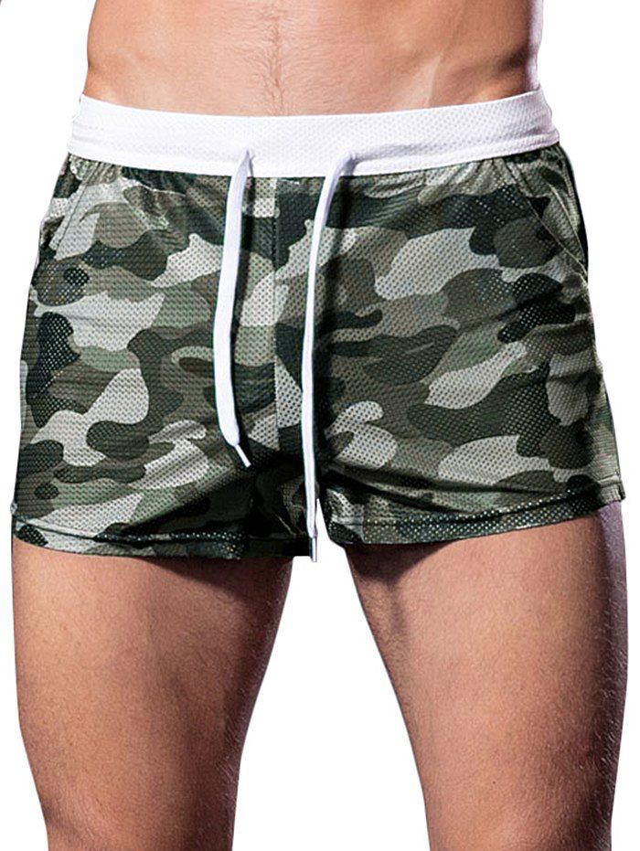 

Camouflage Printed Mesh Boxers, Sea turtle green