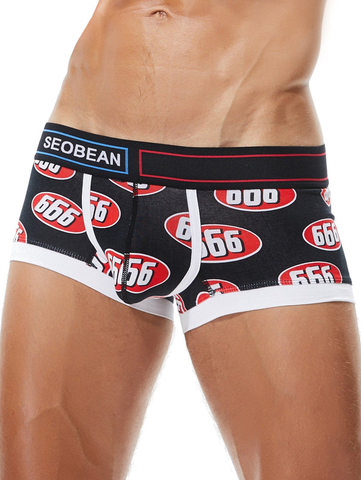 

Low Waist Number Printed U Pouch Design Boxers, Black