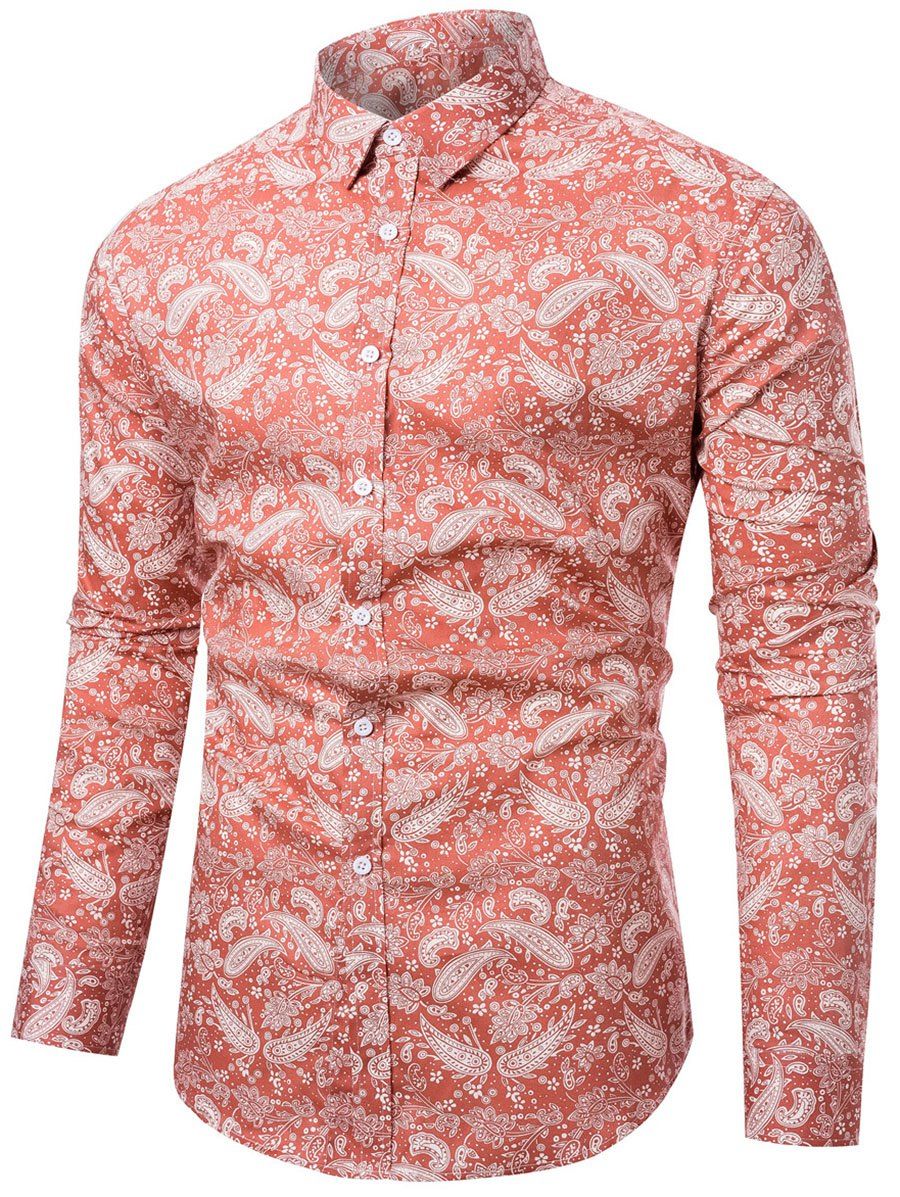 

Button Up Longline Printed Shirt, Rosso red