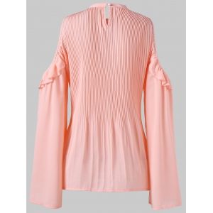 

Flounce Pleated Peplum Blouse, Light pink