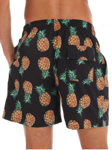 

Low Waist Pineapple Print Beach Shorts, Multi-h