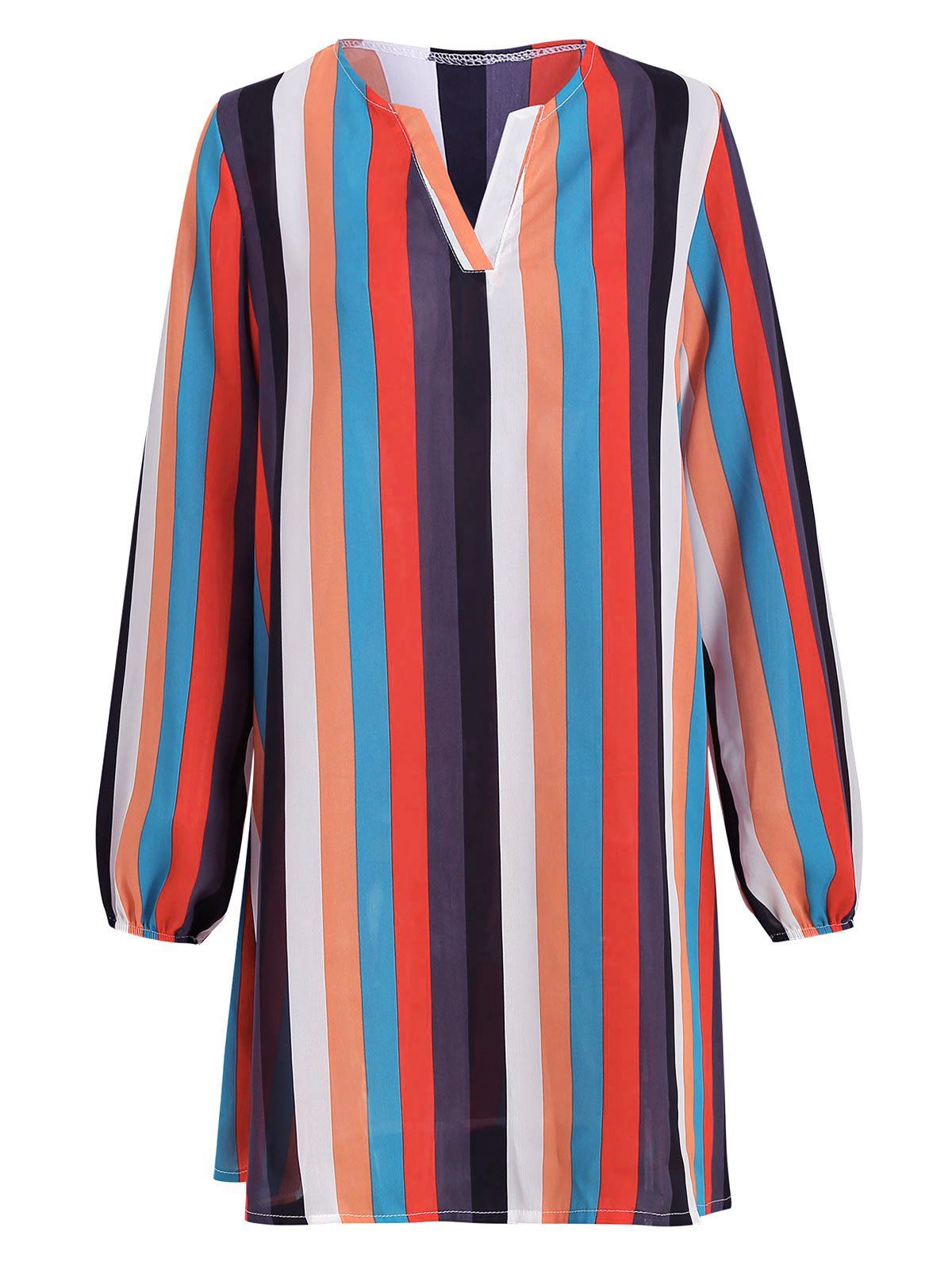 

Striped Colorful Shift Mini Dress, Multi