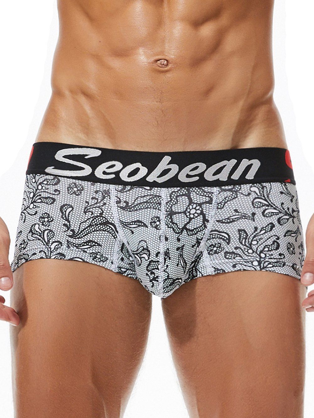 

Flower Printed U Pouch Design Low Waist Boxers, Crystal cream