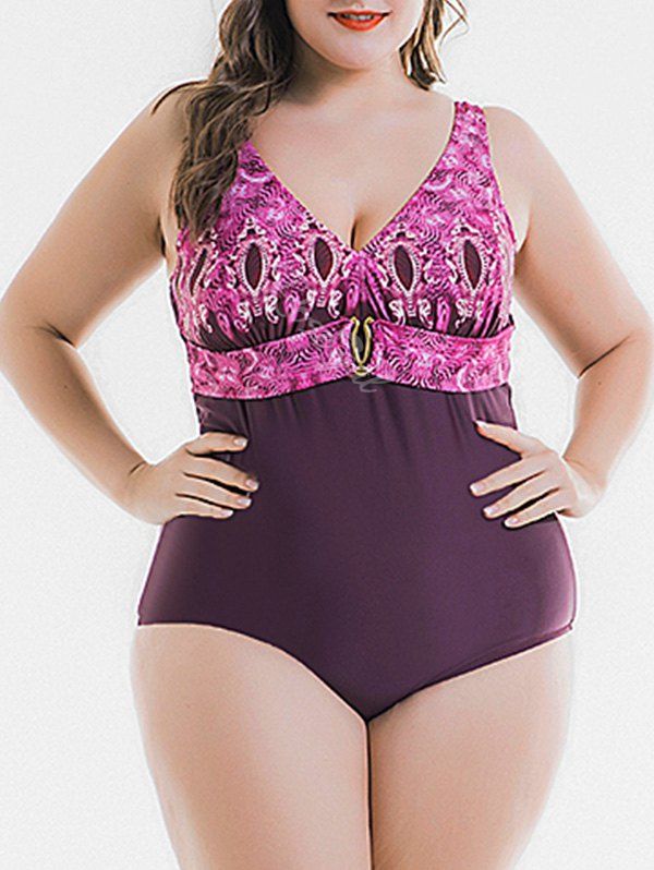 

Tribal Print Plus Size One-piece Swimsuit, Dimorphotheca magenta