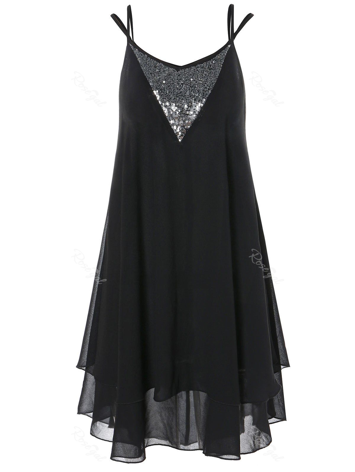 

Plus Size Glitter Cami Tank Top, Black