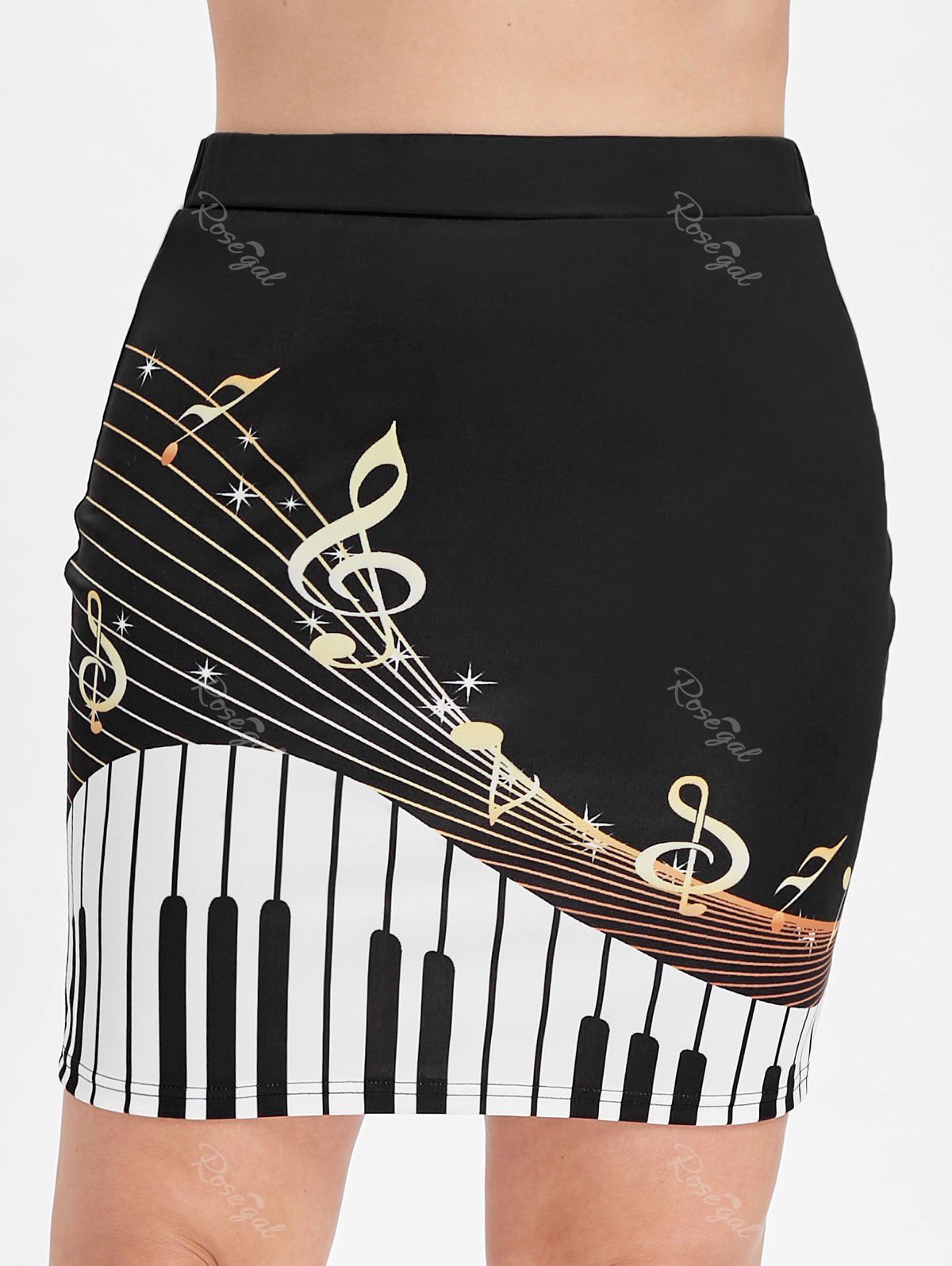 [44 OFF] Music Notes Plus Size Bodycon Skirt Rosegal