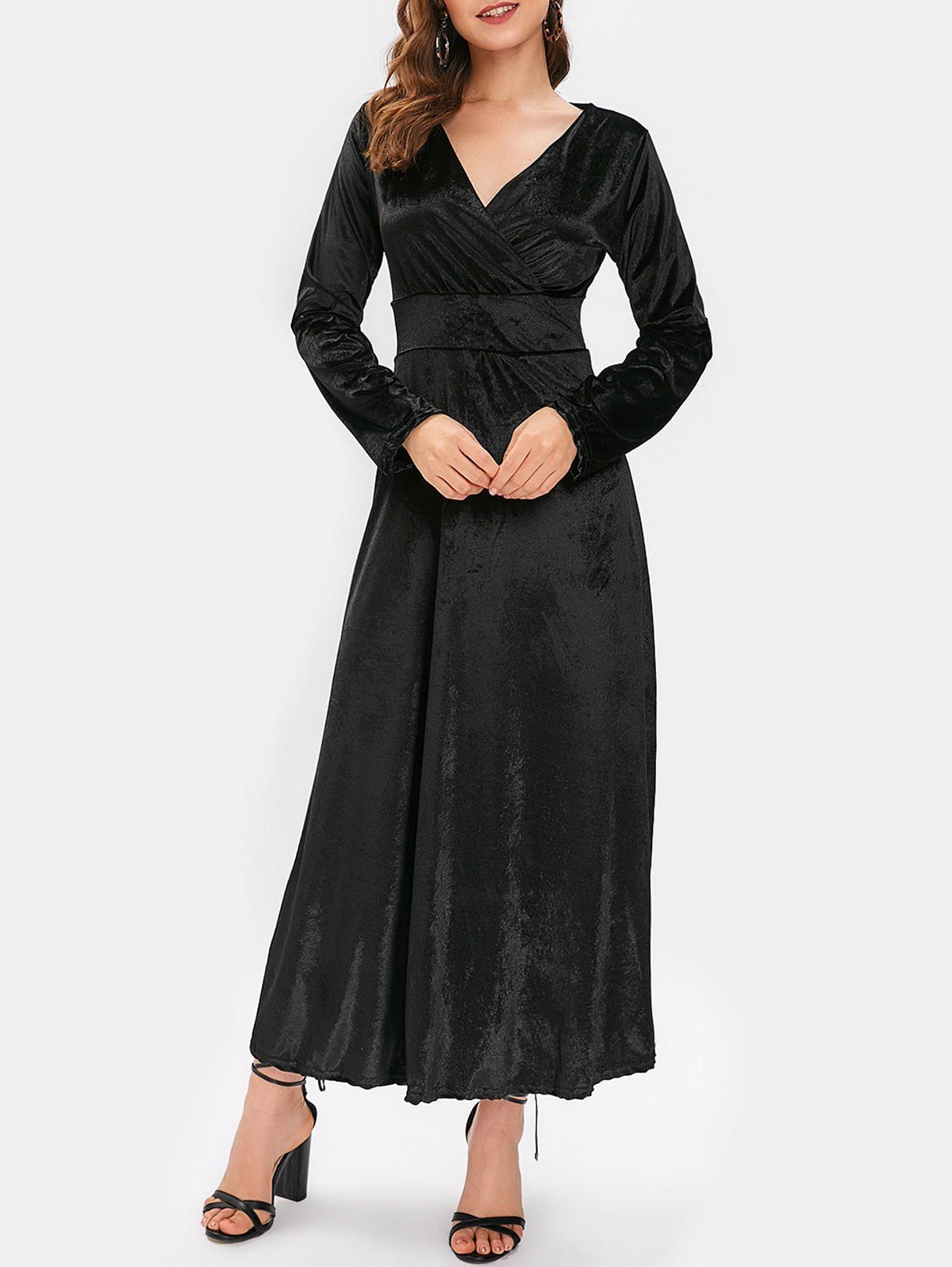 

Long Sleeve Velvet Maxi Party Dress, Night