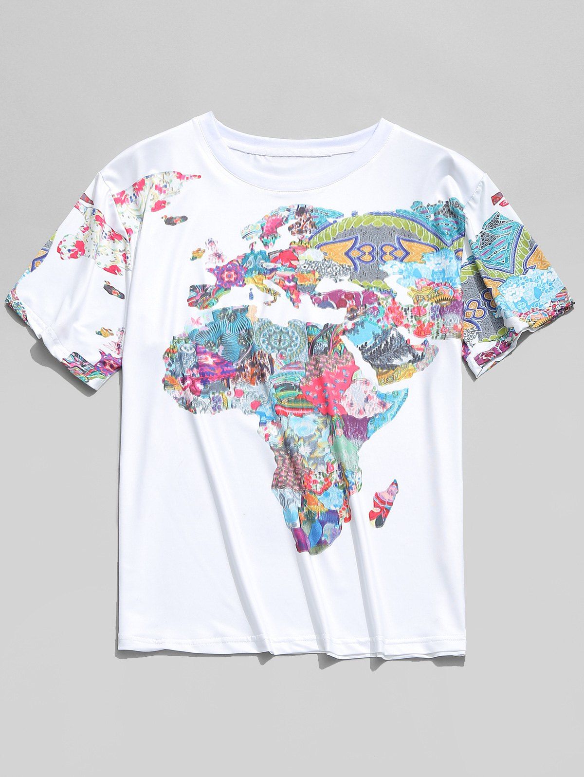 World Map Painting Print Casual Tshirt