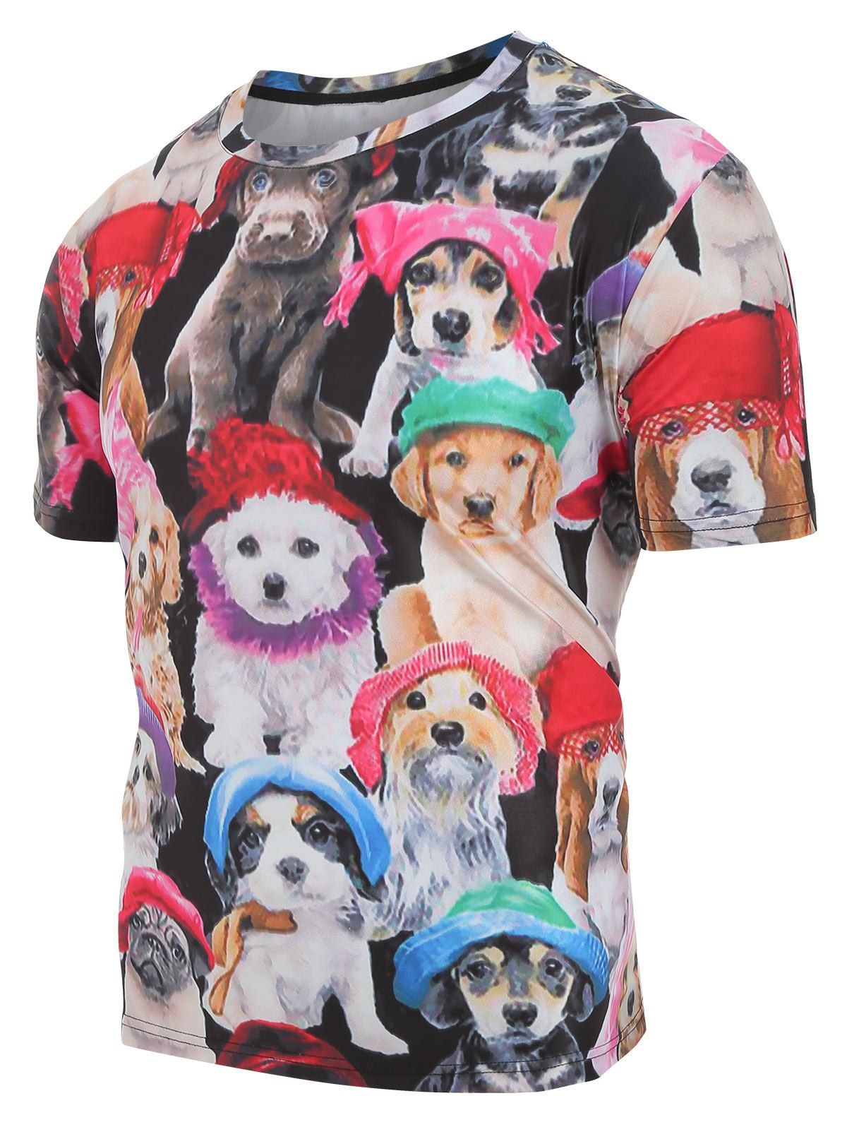 

Dogs with Caps Print Short Sleeves Casual T-shirt, Multi