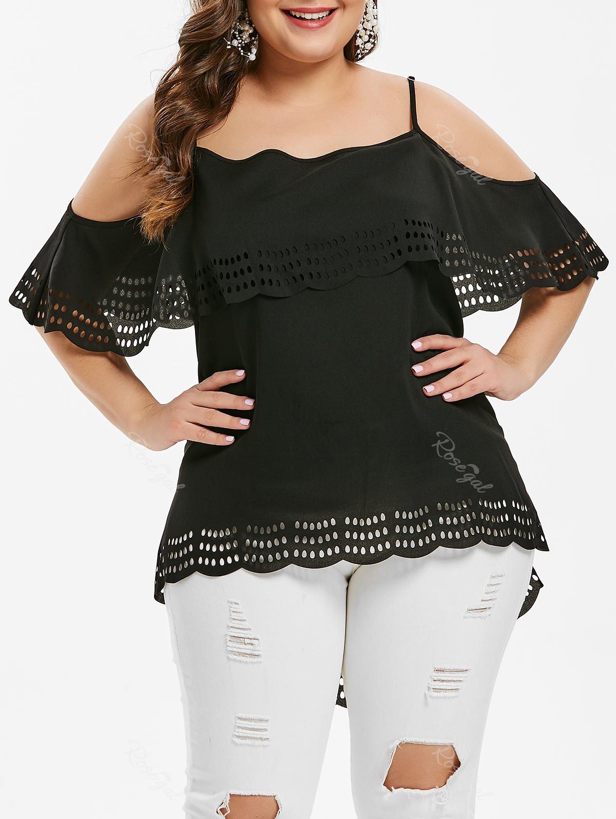 plus size ruffle blouses