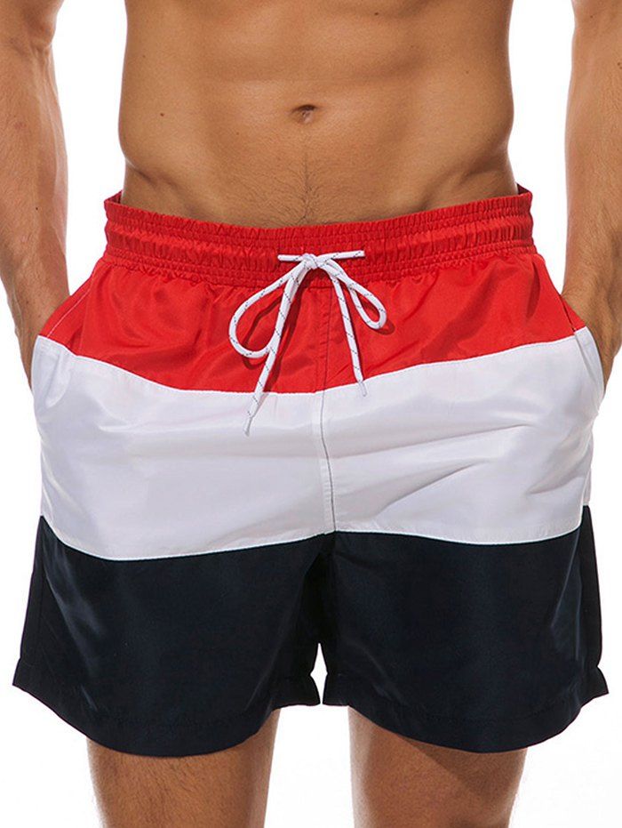 

Low Waist Three Tone Board Shorts, Lava red