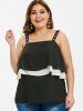 Plus Size Layered Overlay Grommets Tank Top -  
