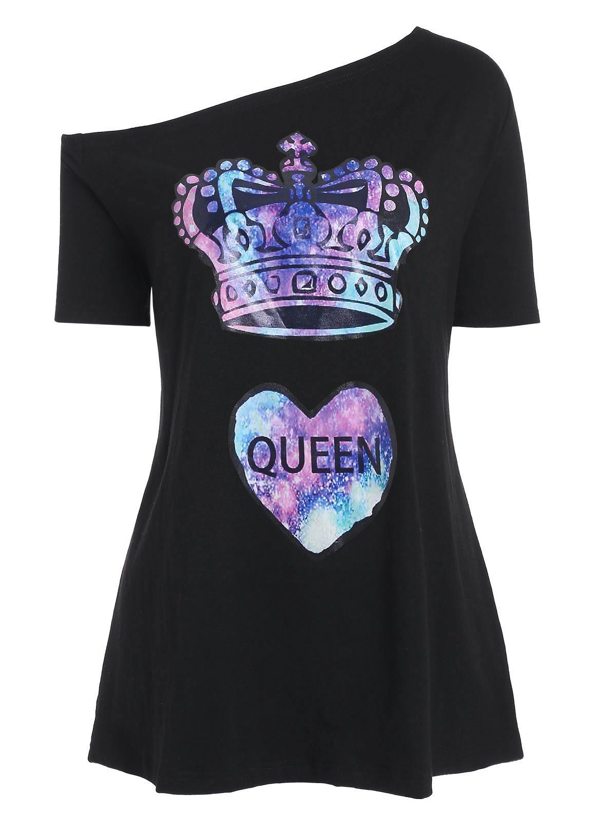 

Crown Pattern Matching Couple T-shirt, Black