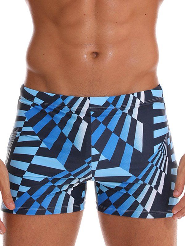 

Geometric Print Drawstring Swimming Trunks, Multi-v